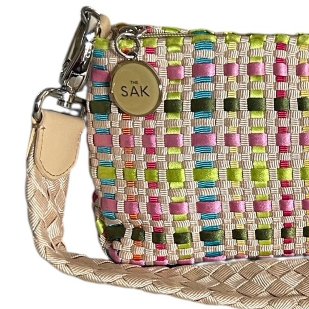 THE SAK Pastel Spring Bouquet Ribbon Basket Weave Clutch Purse Shoulder Strap - Picture 4 of 8
